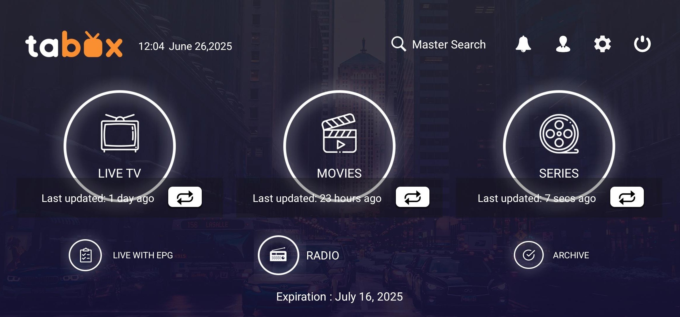 TABOX Main Menu Screenshot